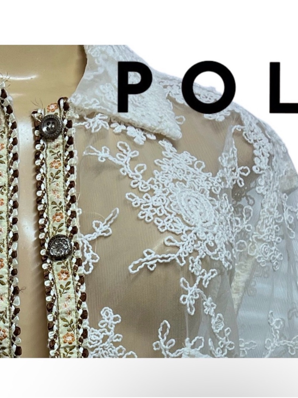 NWOT POL Sample Mesh Embellished Sheer Top